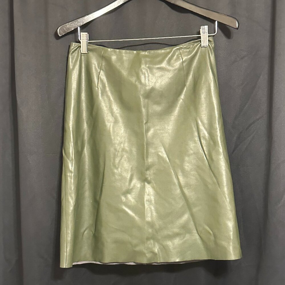 Cedric Charlier Green Faux Leather Pencil Skirt -Size 6